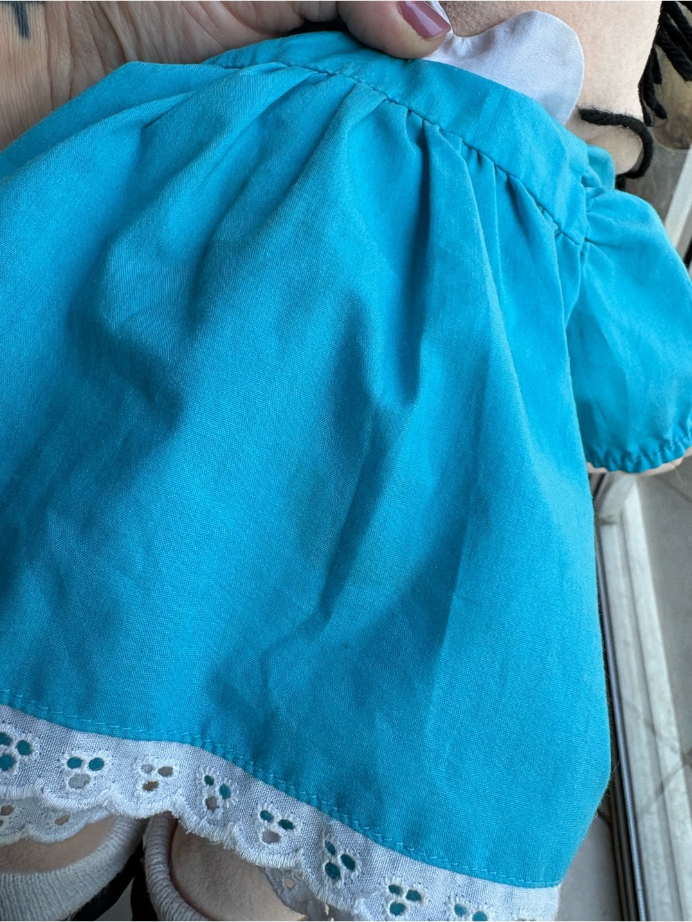 1995 Big Comfy Couch Molly 17in Rag Doll Blue Dress Black Vintage - Picture 7 of 11